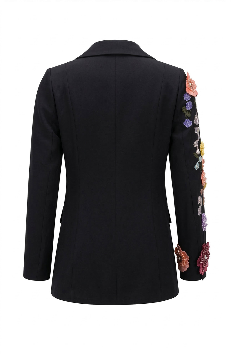 Modenaire Floral Embroidered Blazer, Alternate, color, Black / Multi Floral