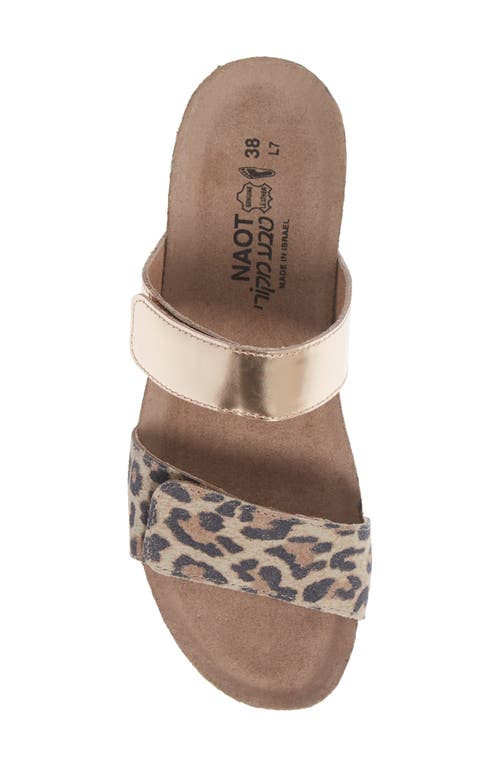 Naot Althea Slide Sandal In Cheetah/rose Gold Leather