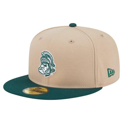 Men's New Era  Khaki Michigan State Spartans Throwback Two-Tone 59FIFTY Fitted Hat