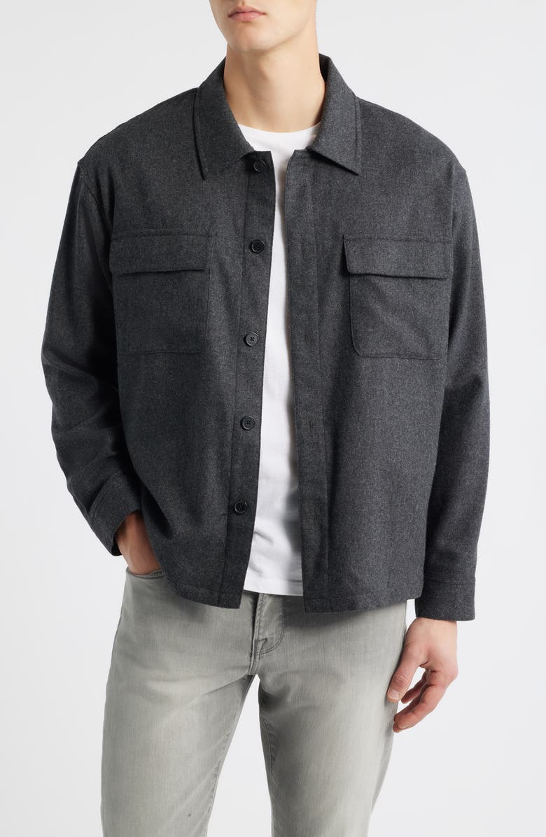 FRAME Wool Blend Overshirt, Main, color, Grey Melange