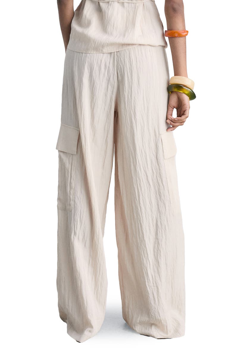 MANGO Textured Satin Cargo Pants, Alternate, color,