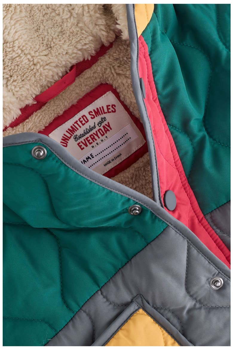Kids' Bright Colorblock Hooded Puffer Jacket, Alternate, color, GREEN