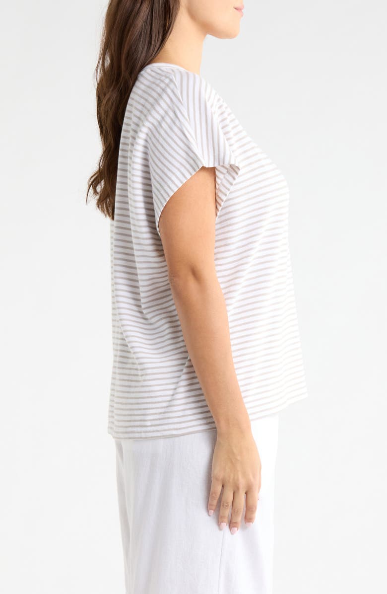 Eileen Fisher Stripe Crewneck Organic Cotton Top, Alternate, color, Chalk