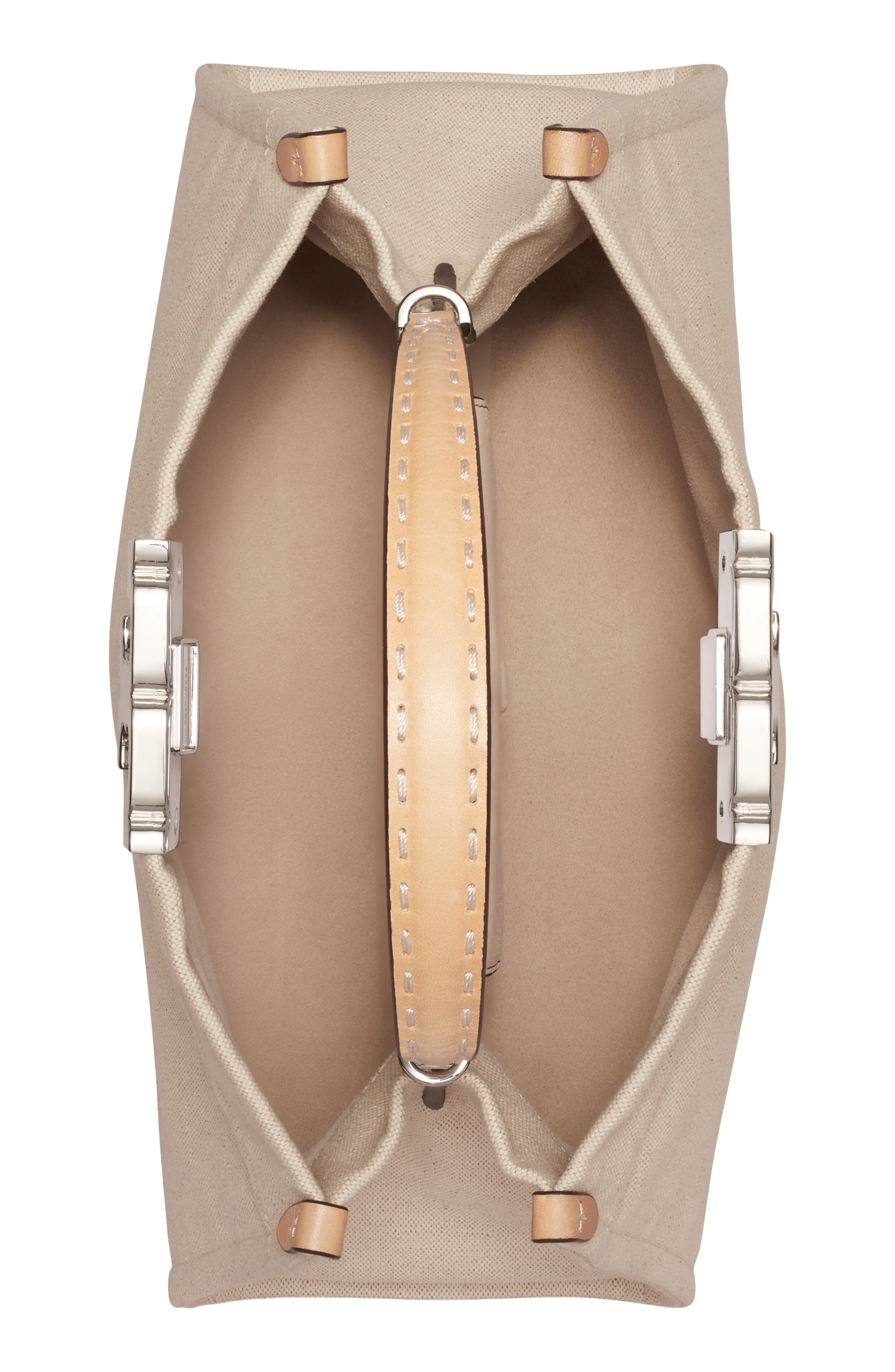 Tory Burch Mini Eleanor Canvas Satchel, Alternate, color, Natural