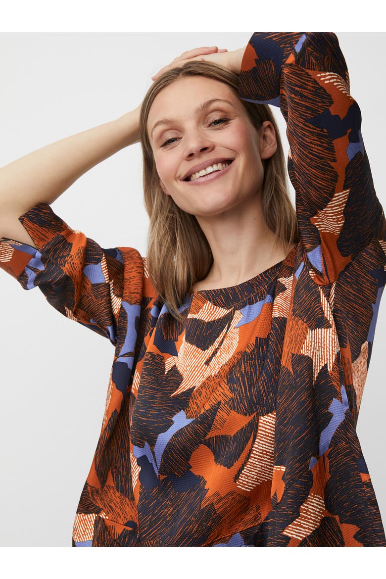MaBramila 3/4 Sleeve Round Neck Blouse, Alternate, color, Autumnal