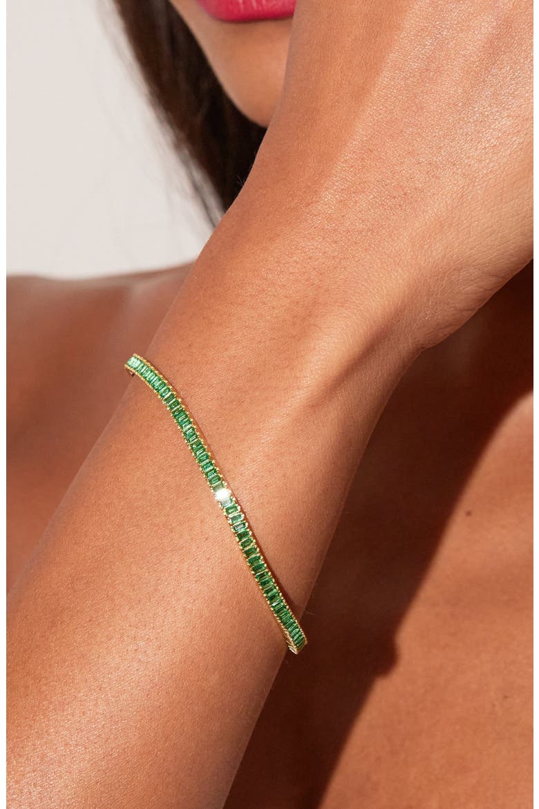 Lab Grown Emerald Baguette Tennis Bracelet, Alternate, color, Yellow Gold Vermeil