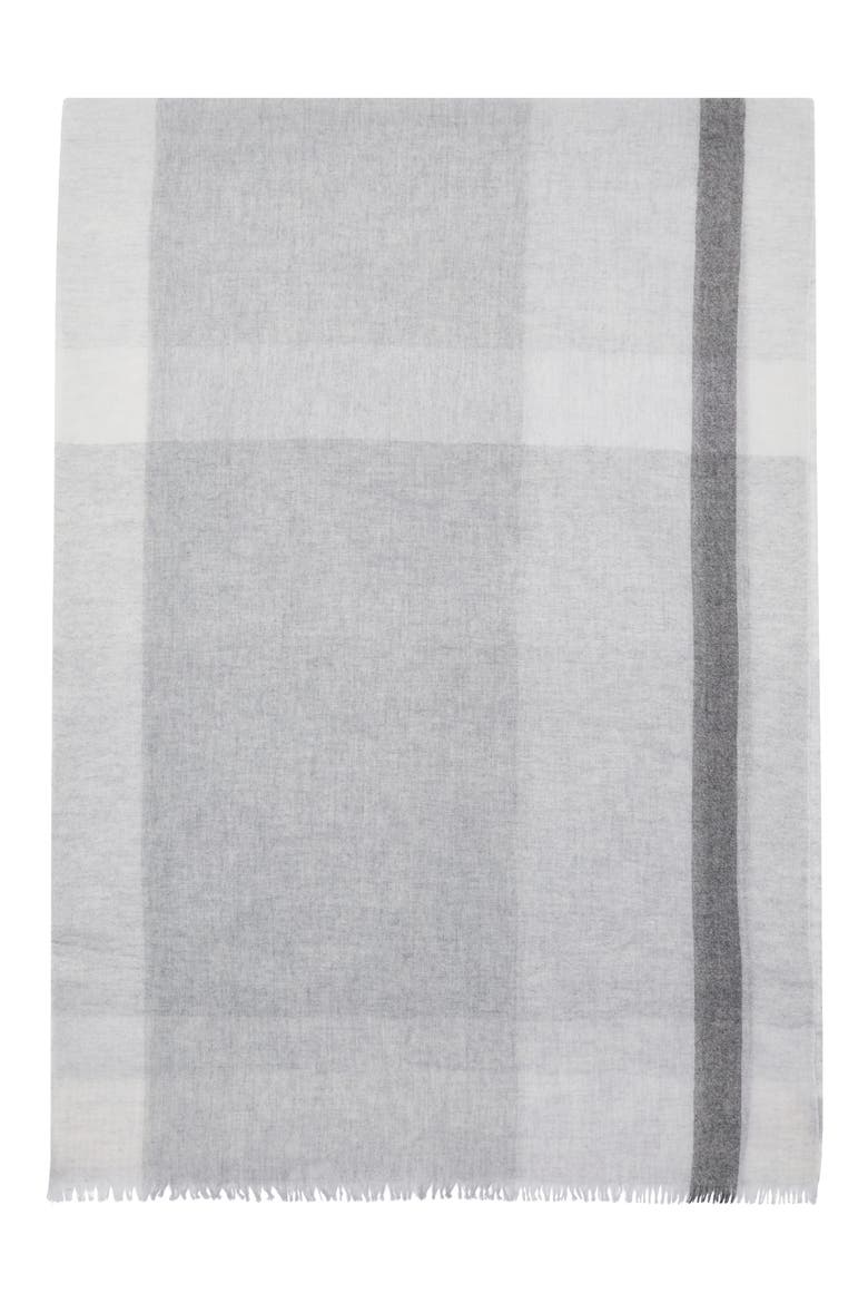 Textured Cashmere Scarf, Alternate, color, GREY PLAID