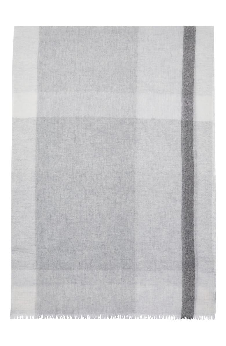 Nordstrom Textured Lightweight Cashmere Scarf, Alternate, color, Grey Plaid