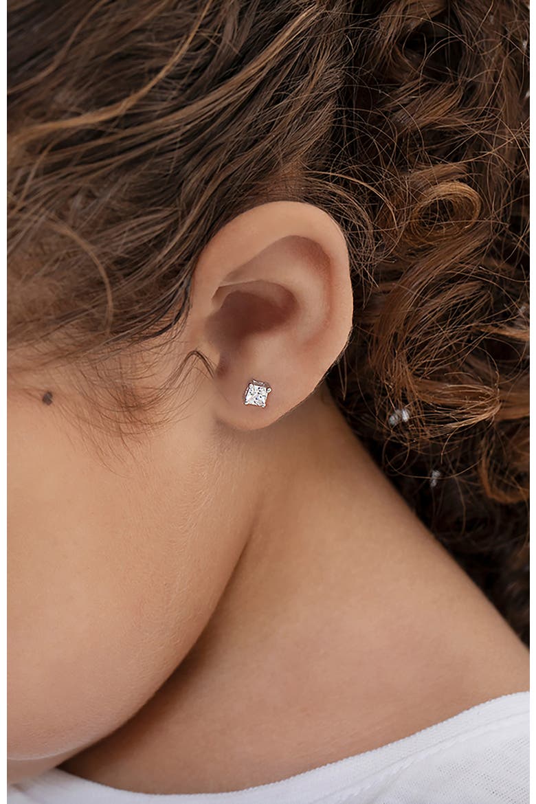 My First Princess Solitaire Earrings, Alternate, color, Silver