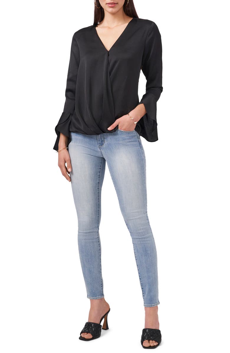 Vince Camuto Bell Sleeve Satin Blouse, Alternate, color, 