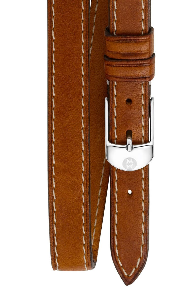 MICHELE 12mm Leather Double Wrap Watch Strap, Main, color, 