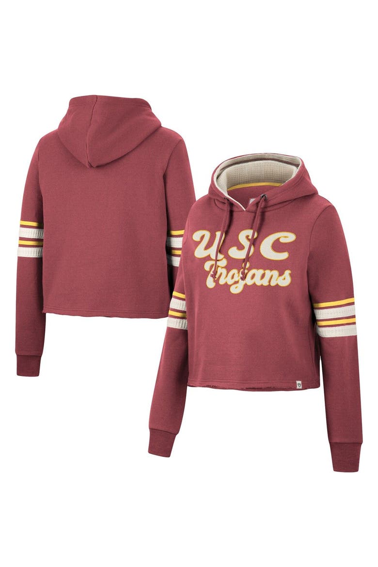 Women's Colosseum Cardinal USC Trojans Retro Cropped Pullover Hoodie, Alternate, color, Cardinal