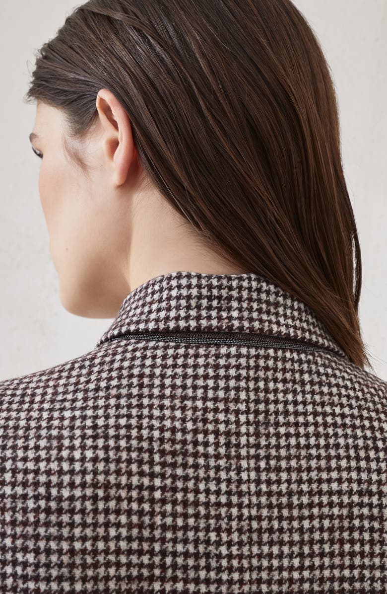 Brunello Cucinelli Houndstooth blazer with monili, Alternate, color, Brown