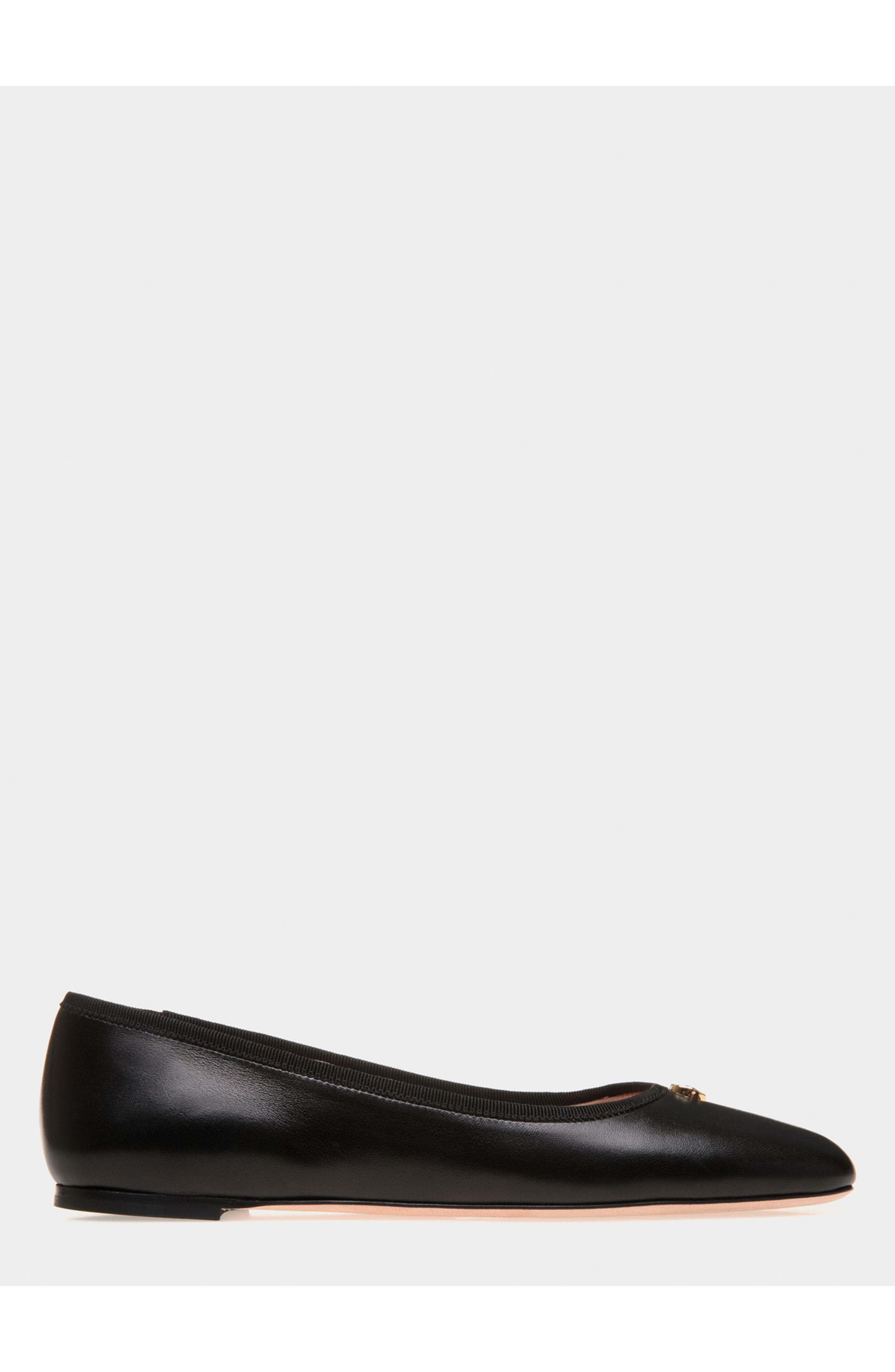 Bally rina Flat In Nappa Leather Lined in Goat Leather, Main, color, Black