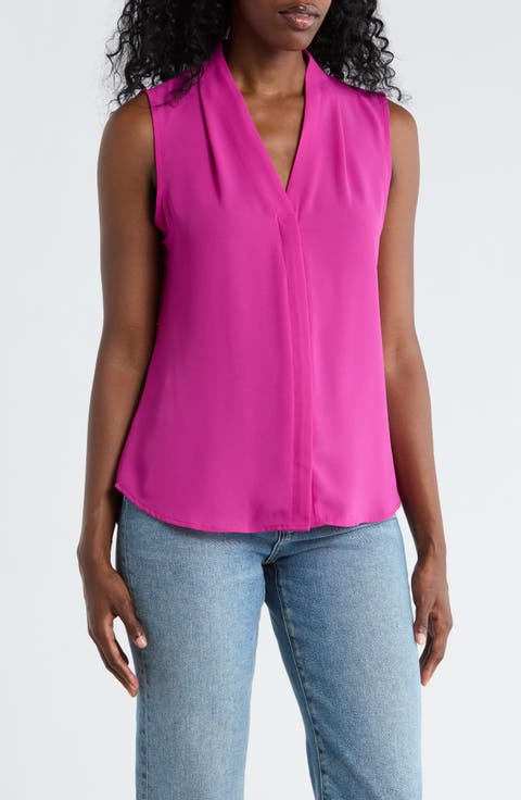 V-Neck Sleeveless Woven Shell Top
