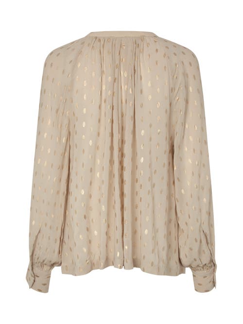 Masai Copenhagen Madornessa Long Sleeve Round Neck Blouse In Brown