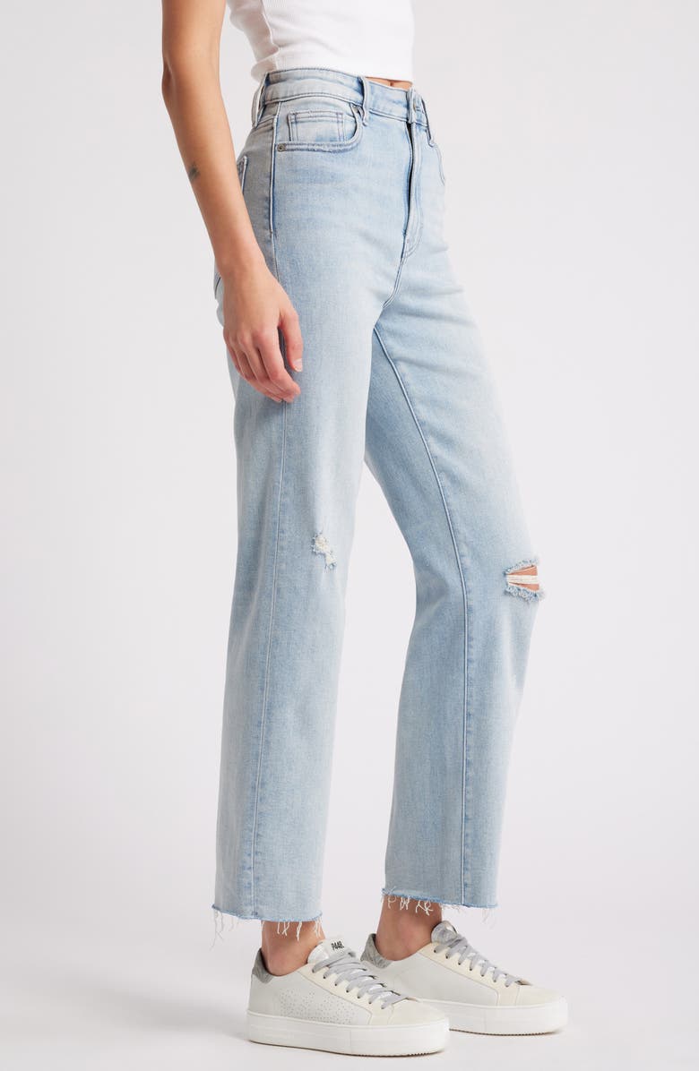 HIDDEN JEANS Bleach Splatter Ripped High Waist Straight Leg Jeans, Alternate, color, Light Wash