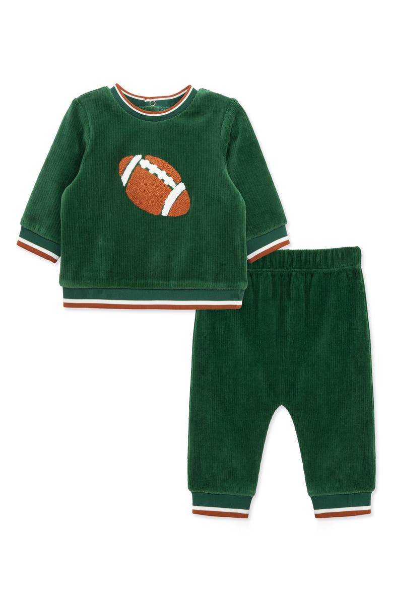 Little Me Football Sweatshirt & Joggers Set, Main, color, Green