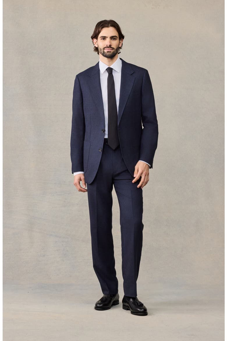 Plaid Wool Suit Jacket, Alternate, color, Navy Plaid