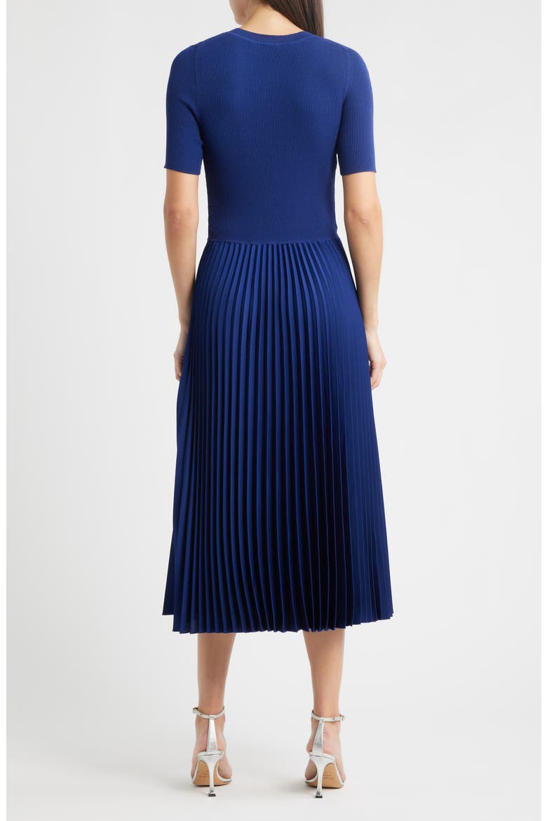 Fadridi Rib & Pleated Midi A-Line Dress, Alternate, color, SODALITE