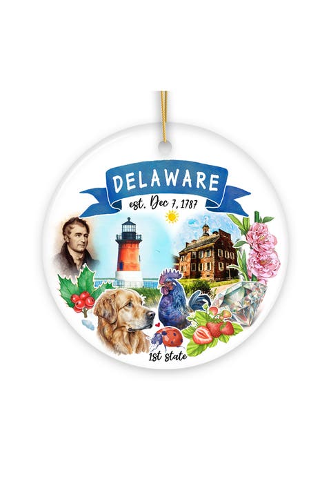 Delaware First State Landmarks Ceramic Ornament
