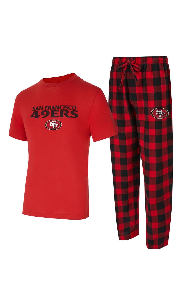 CONCEPTS SPORT Men's Concepts Sport Scarlet/Black San Francisco 49ers Avondale T-Shirt & Flannel Pants Set, Main, color, Scarlet