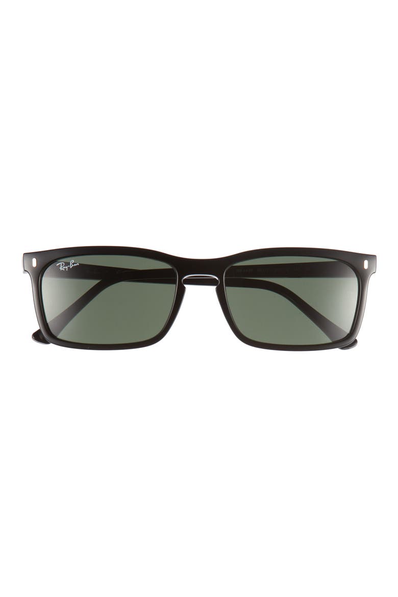 56mm Rectangular Sunglasses, Main, color, BLACK