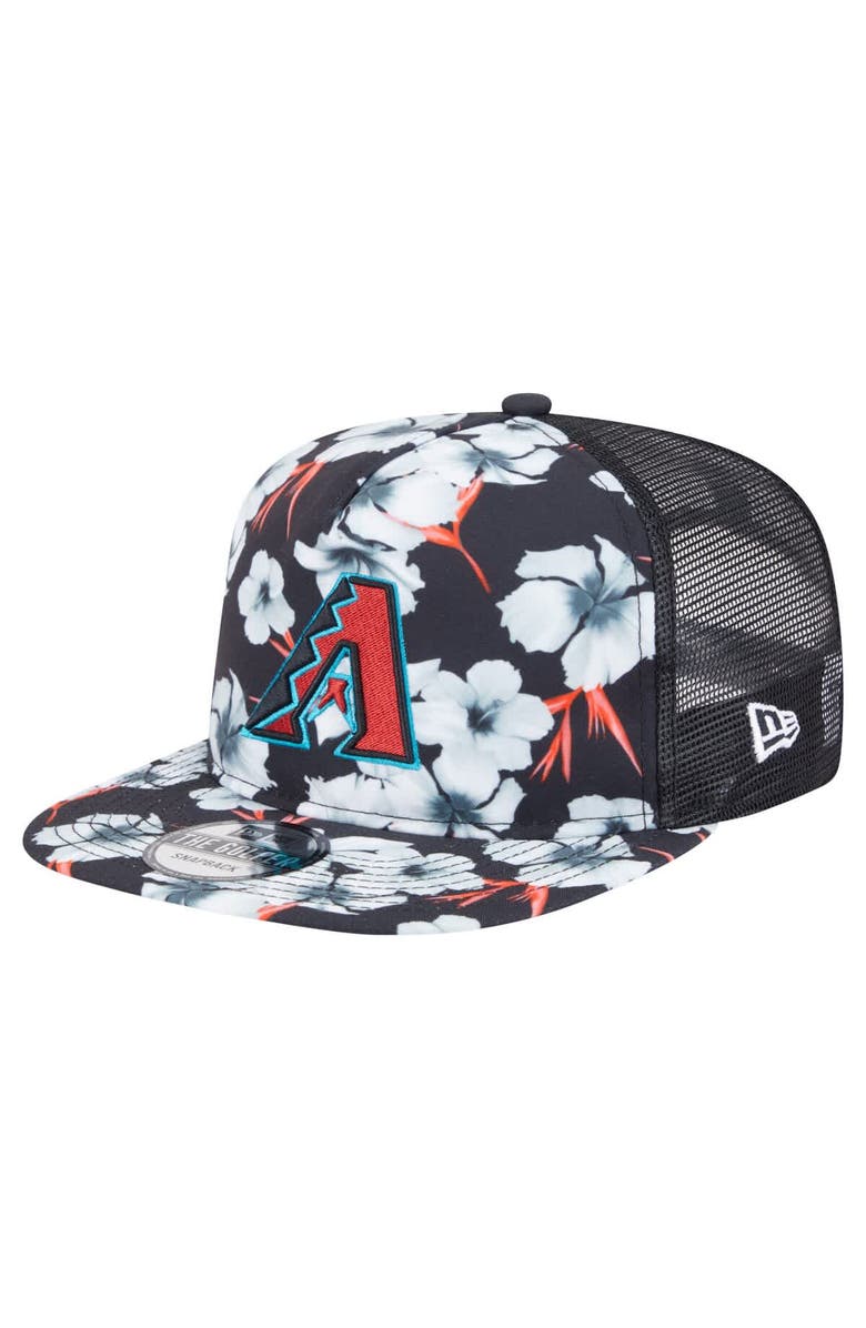 New Era Men's New Era Black Arizona Diamondbacks Adventure Pattern Golfer Trucker Snapback Hat, Main, color,