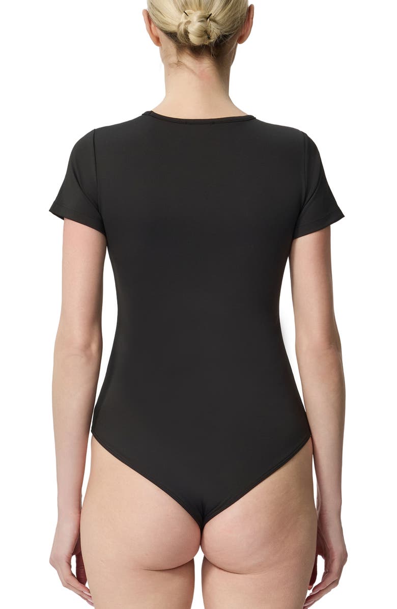 Kimi & Kai Women's Crew Neck Short Sleeve Bodysuit, Alternate, color, Black