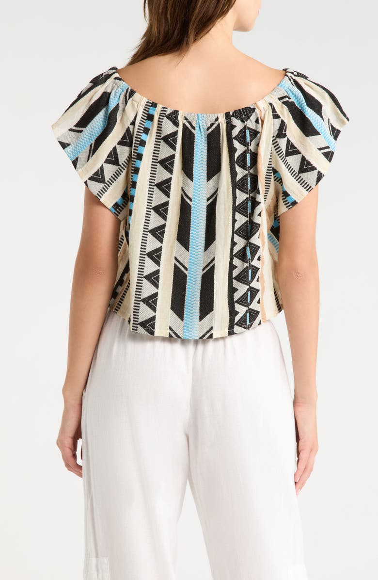 Elan Ruffle Off the Shoulder Top, Alternate, color, Neutral Aztec