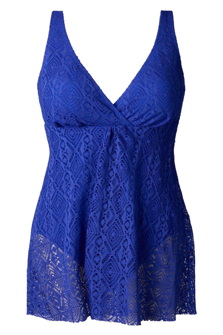 Flyaway Swim Dress, Alternate, color, Royal Blue Crochet Au Lait