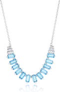 SIMONA Sterling Silver Baguette Cut Blue Topaz Frontal Necklace