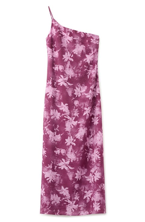 Floral One-Shoulder Column Gown