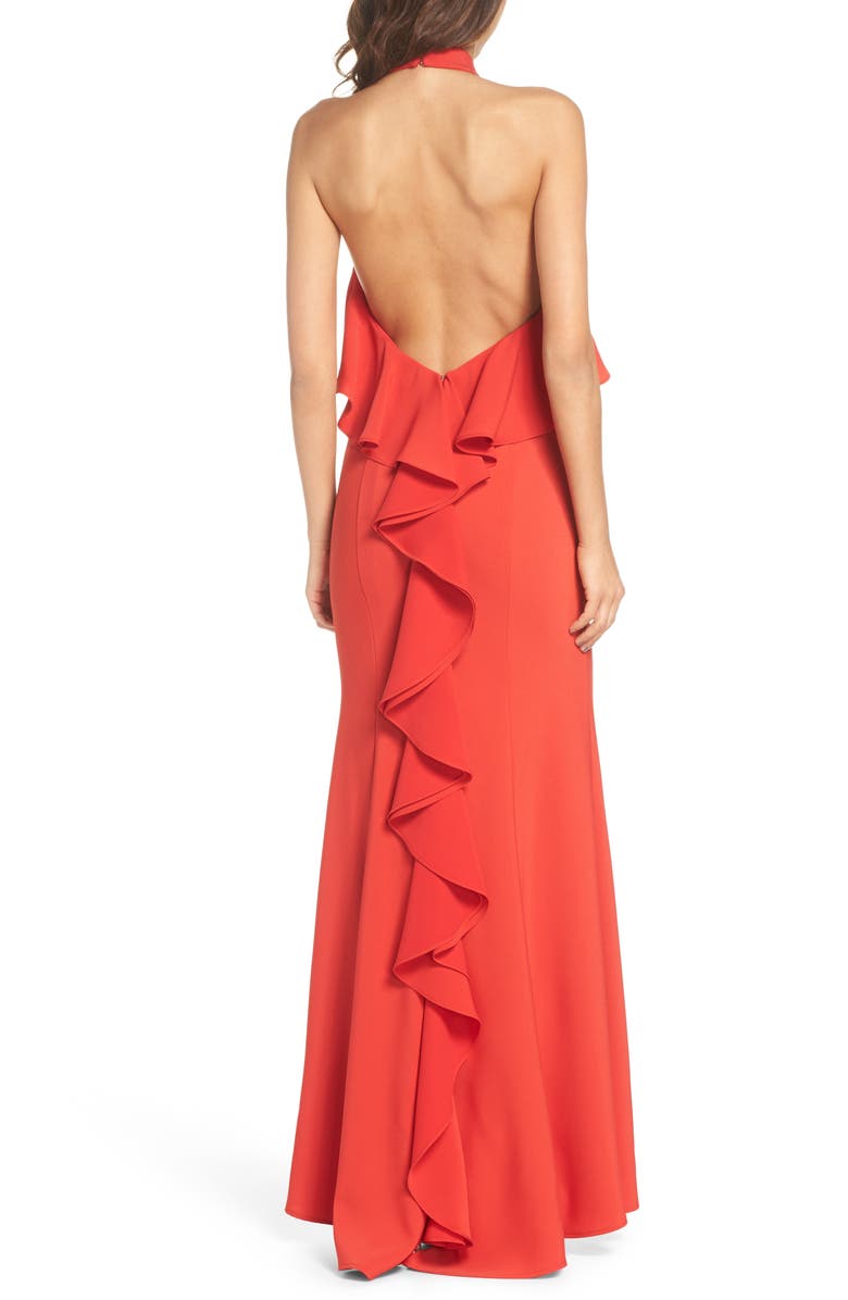 Xscape Evenings Xscape Crepe Popover Halter Gown, Alternate, color, 