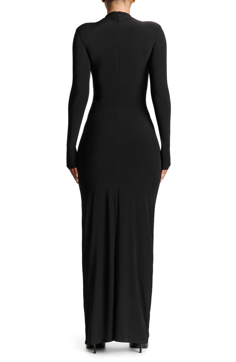 Naked Wardrobe Hourglass Draped Long Sleeve Maxi Dress, Alternate, color,