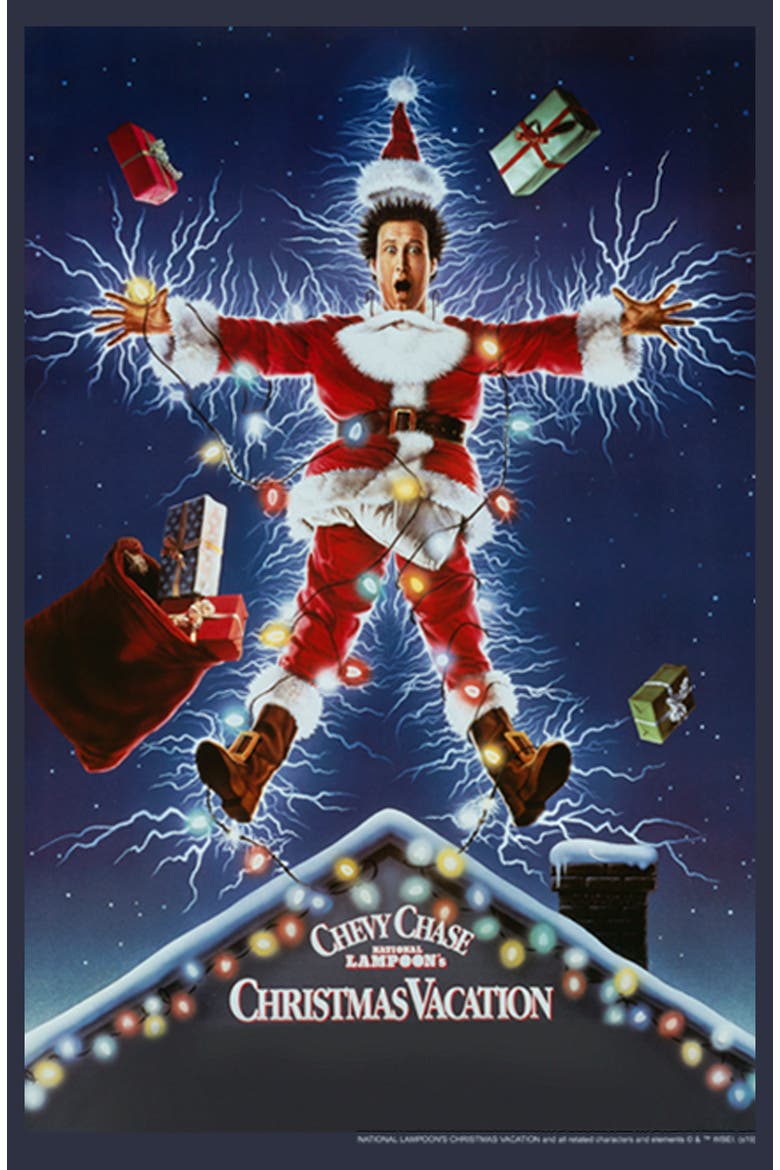 Women's National Lampoon's Christmas Vacation Electrified Poster  Graphic T-Shirt, Alternate, color, Navy Blue