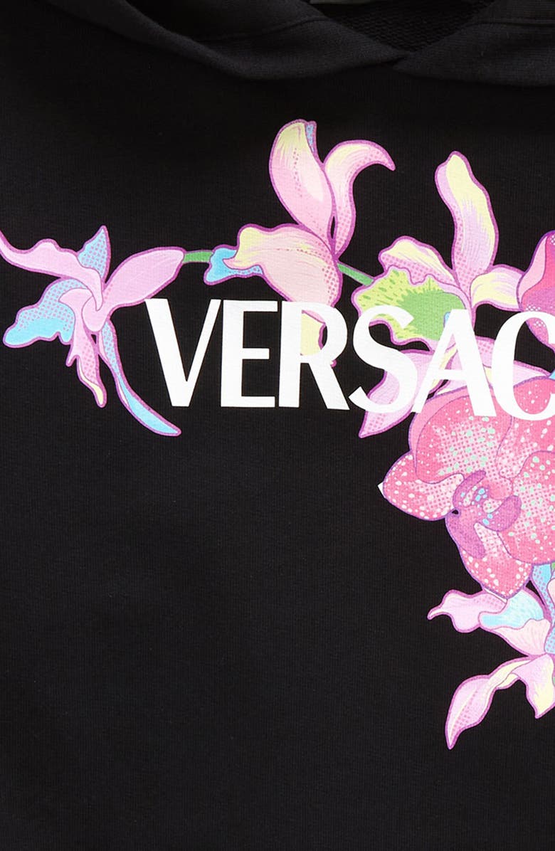 Versace Kids' Orchid Cotton Graphic Hoodie, Alternate, color, 