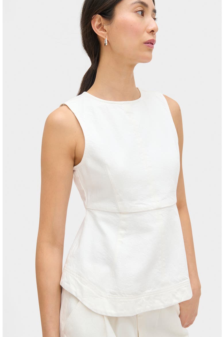 Chlo Sleeveless Organic Cotton Peplum Top, Alternate, color, ECRU