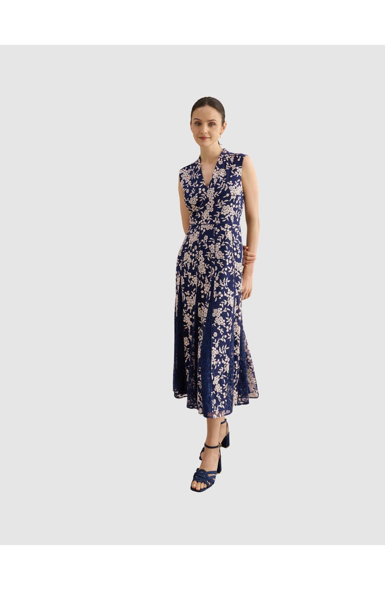 HOBBS LONDON Quin Sleeveless V-Neck Embroidered Dress, Main, color, Midnight Blush