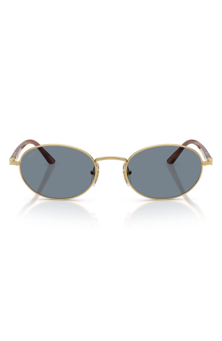 Persol 52mm Oval Sunglasses, Main, color, Gold / Light Blue