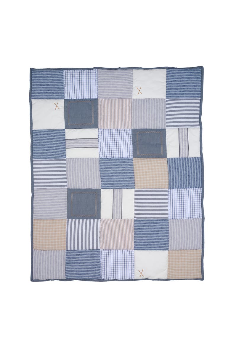 Blue Patchwork Bears 3-Piece Nursery Baby Crib Bedding Set, Alternate, color, Blue