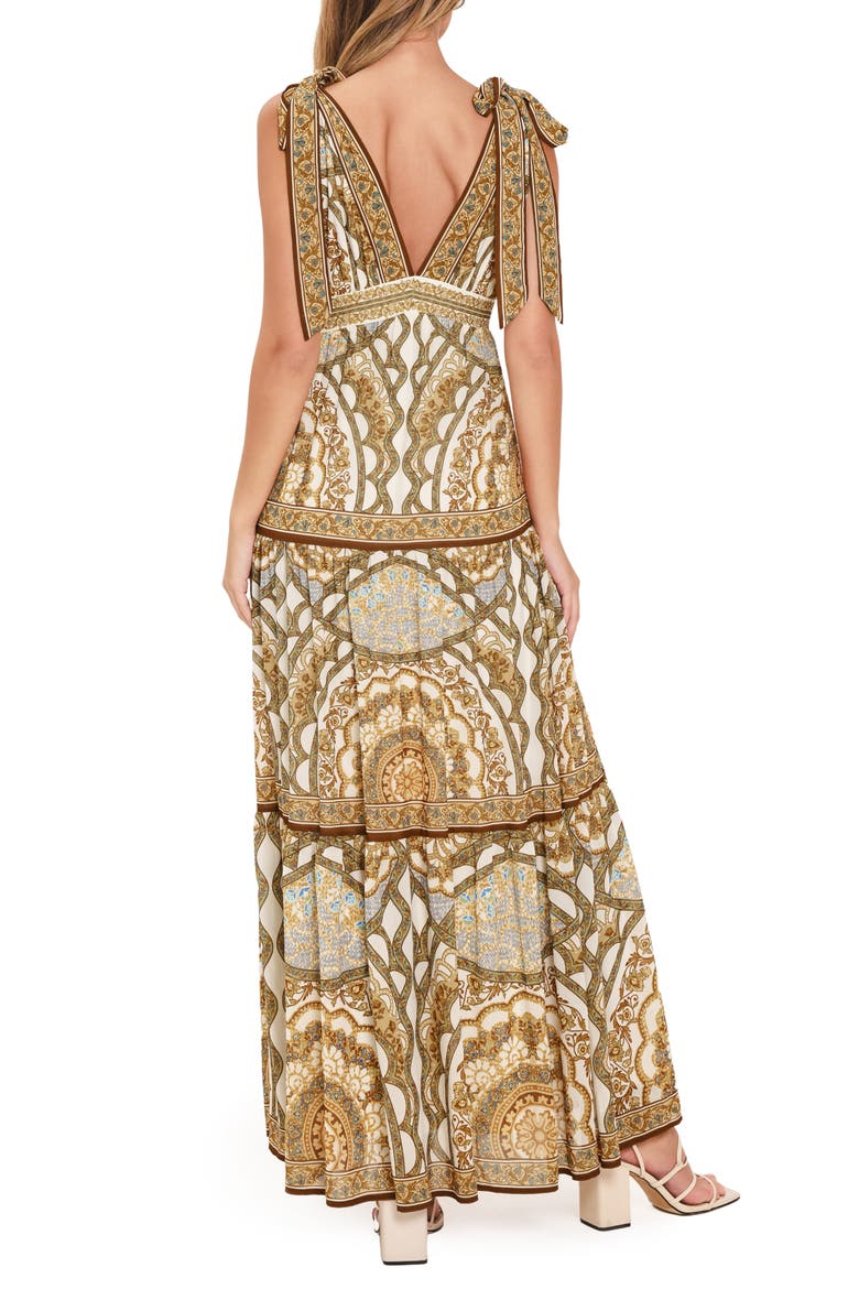 Shoulder Tie Maxi Dress, Alternate, color, NEUTRAL MULTI