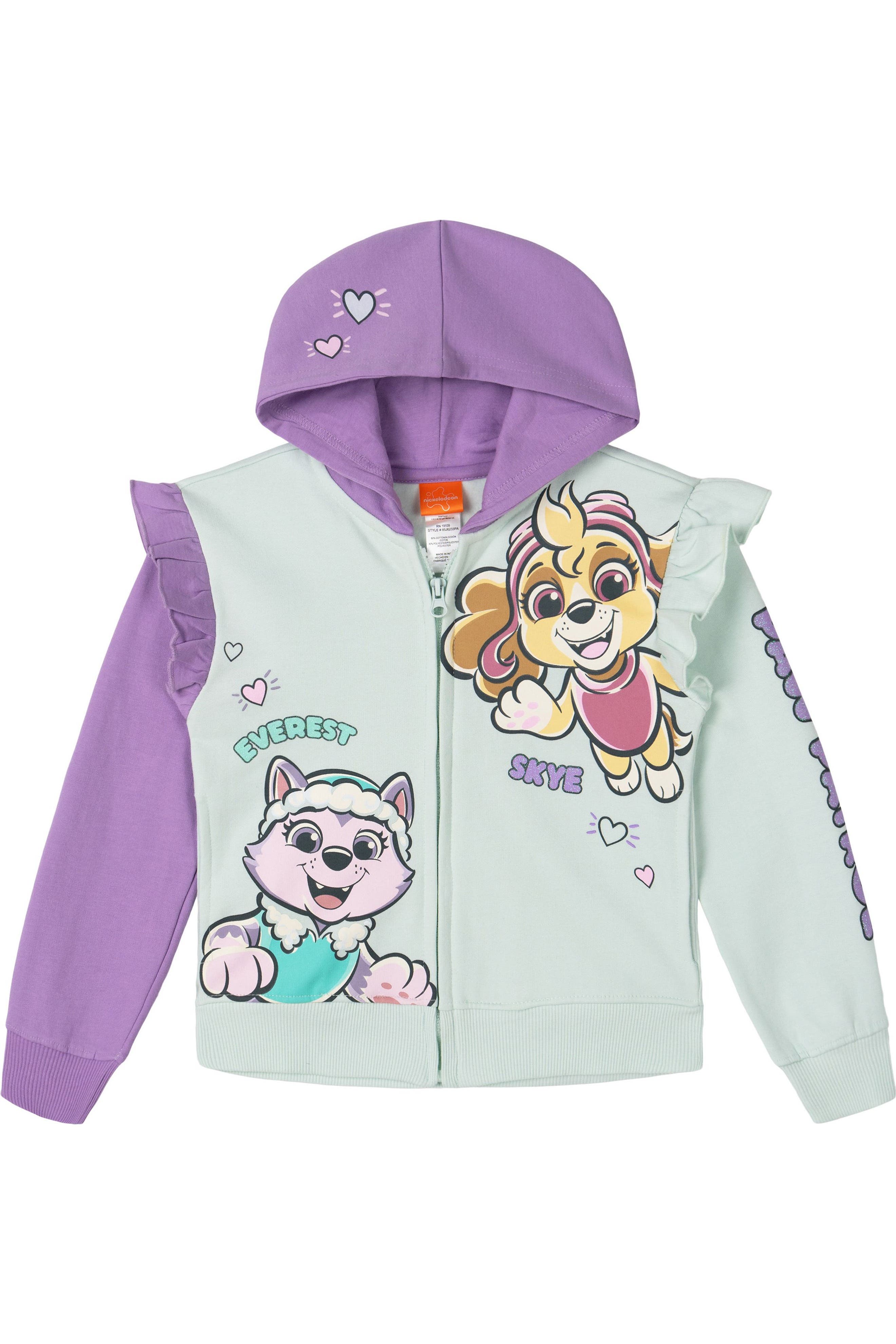 Paw Patrol Kids'  Fleece Zip-up Hoodie In Skye Everest Lilac