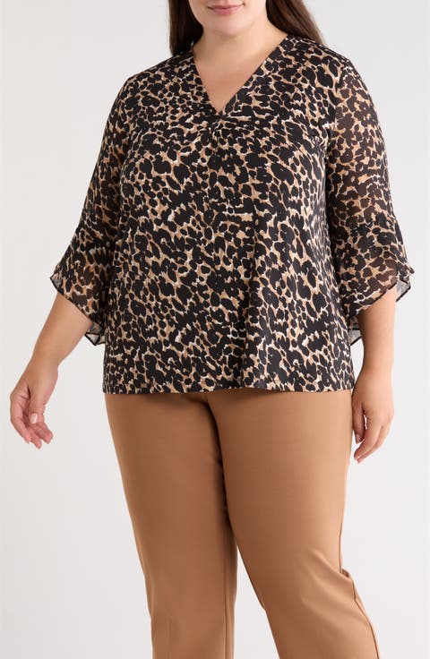 Mixed Media Split Neck Top