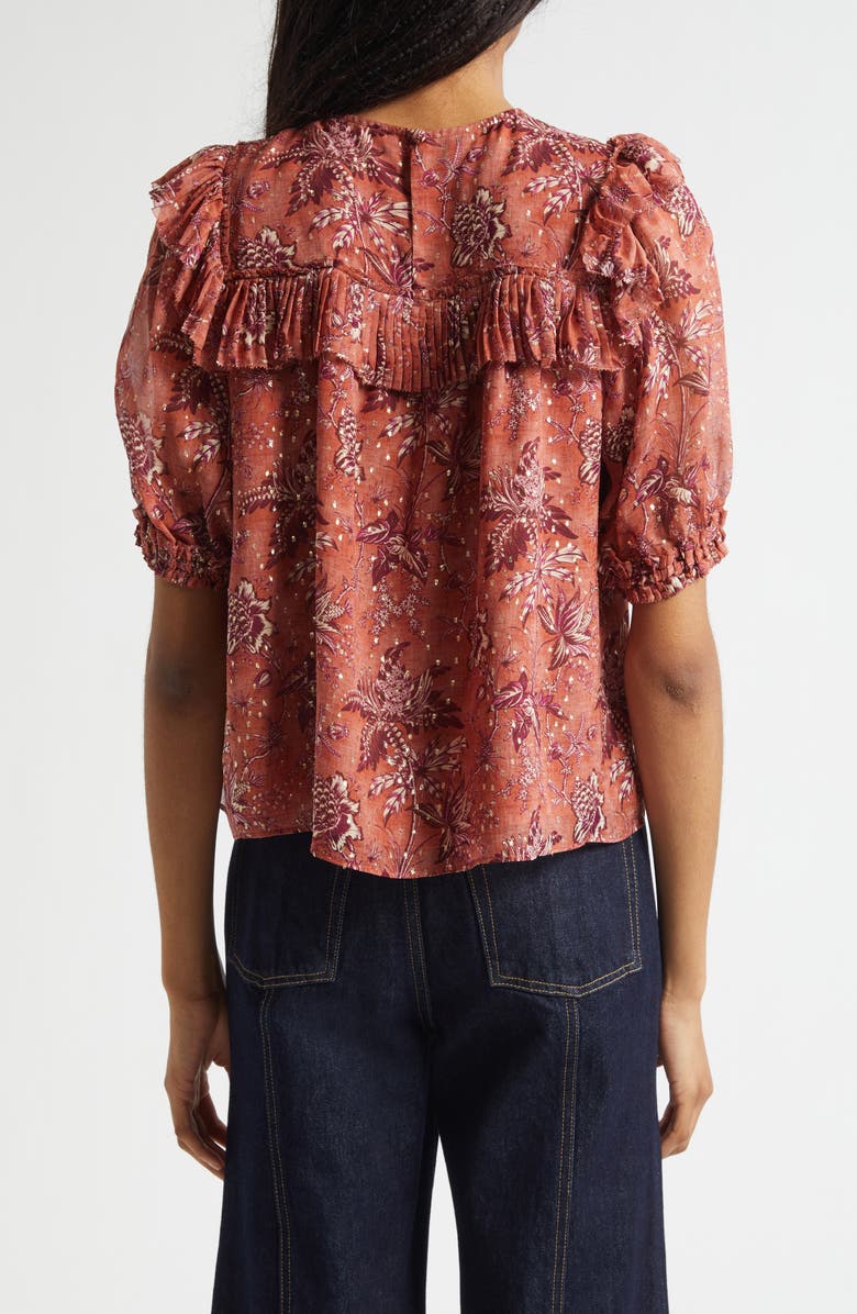 Ulla Johnson Jodie Puff Sleeve Floral Top, Alternate, color, Oleander