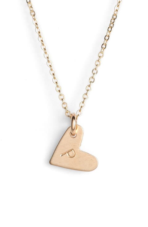 14k-Gold Fill Initial Mini Heart Pendant Necklace