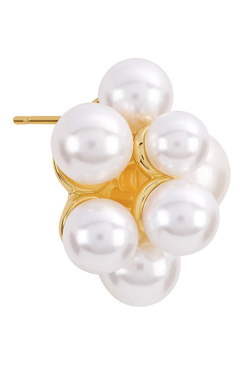 Faux Pearl Cluster Stud Earrings, Alternate, color, GOLD