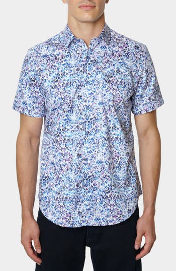 ROBERT GRAHAM ROBERT GRAHAM ABSTRACT PRINT COTTON SHORT SLEEVE BUTTON-UP SHIRT 