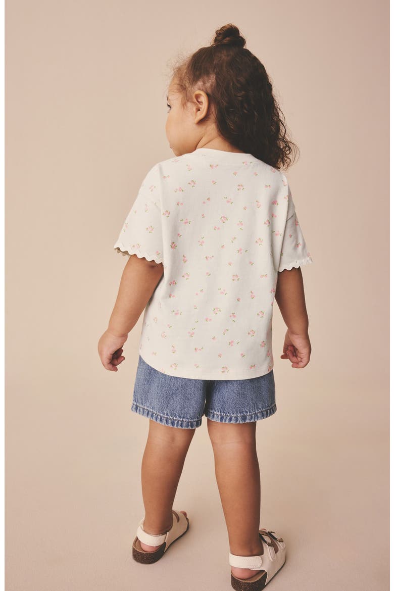 Kids' Ditsy Floral Rickrack Trim Cotton T-Shirt, Alternate, color, NEUTRAL
