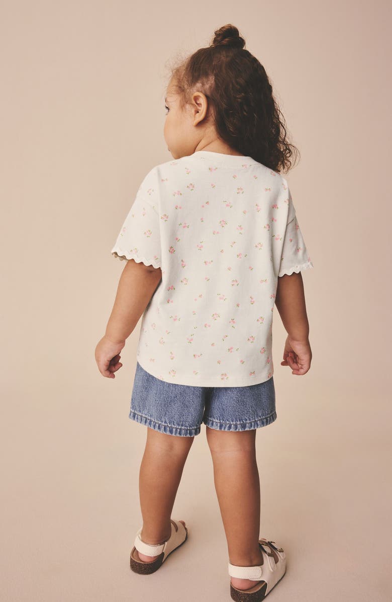 NEXT Kids' Ditsy Floral Rickrack Trim Cotton T-Shirt, Alternate, color, Neutral